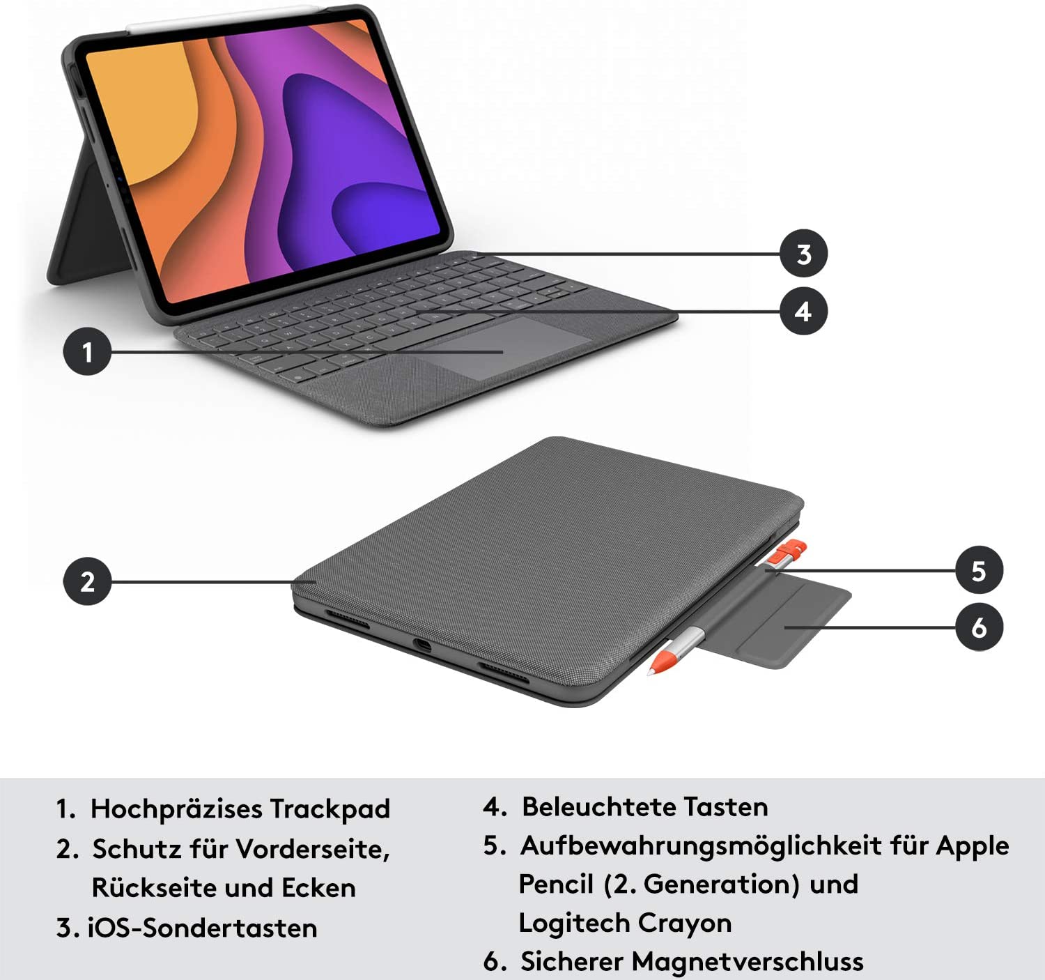 Logitech Folio Touch Tastatur-Case mit Trackpad für iPad Air (4./5 