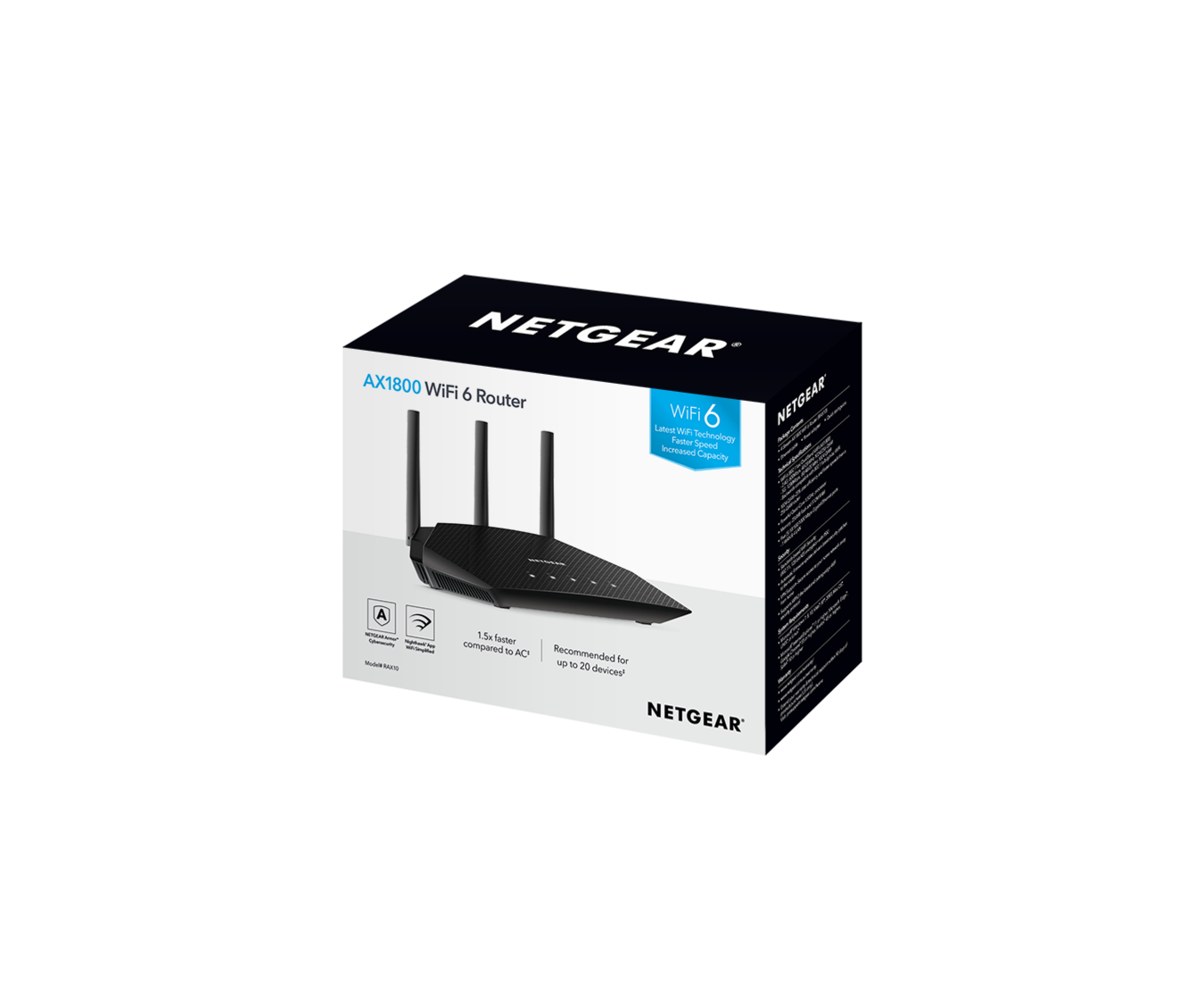 Netgear RAX10 Nighthawk AX1800 4-stream Dual Band WiFi 6 Router