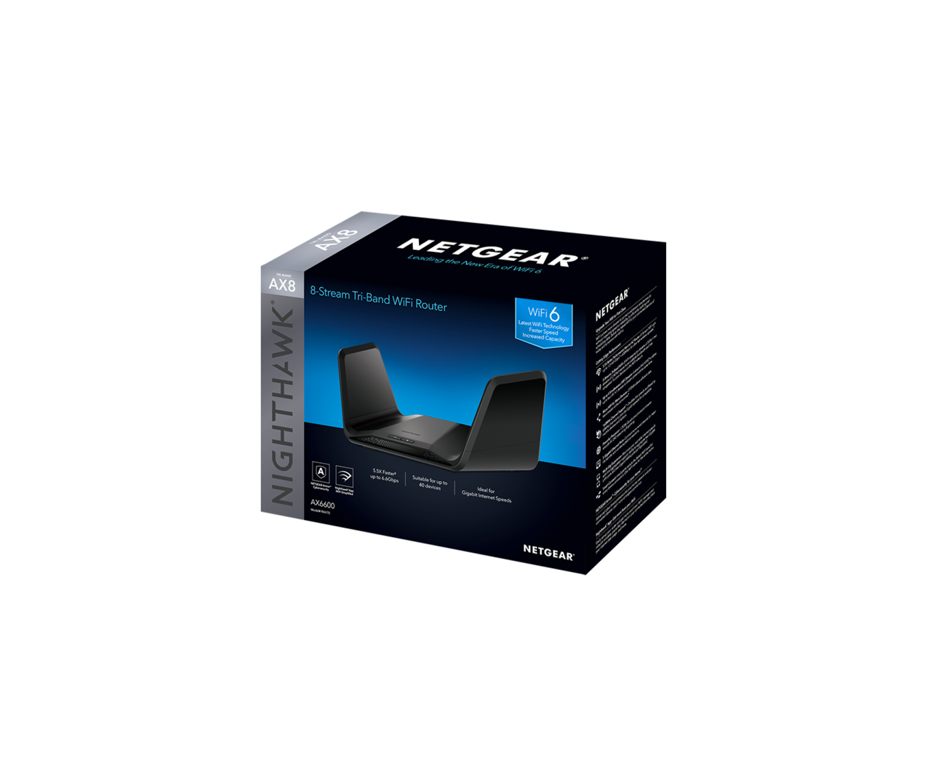 Netgear RAX70 Nighthawk AX6600 Tri-Band AX8 8-Stream WiFi-6-Router