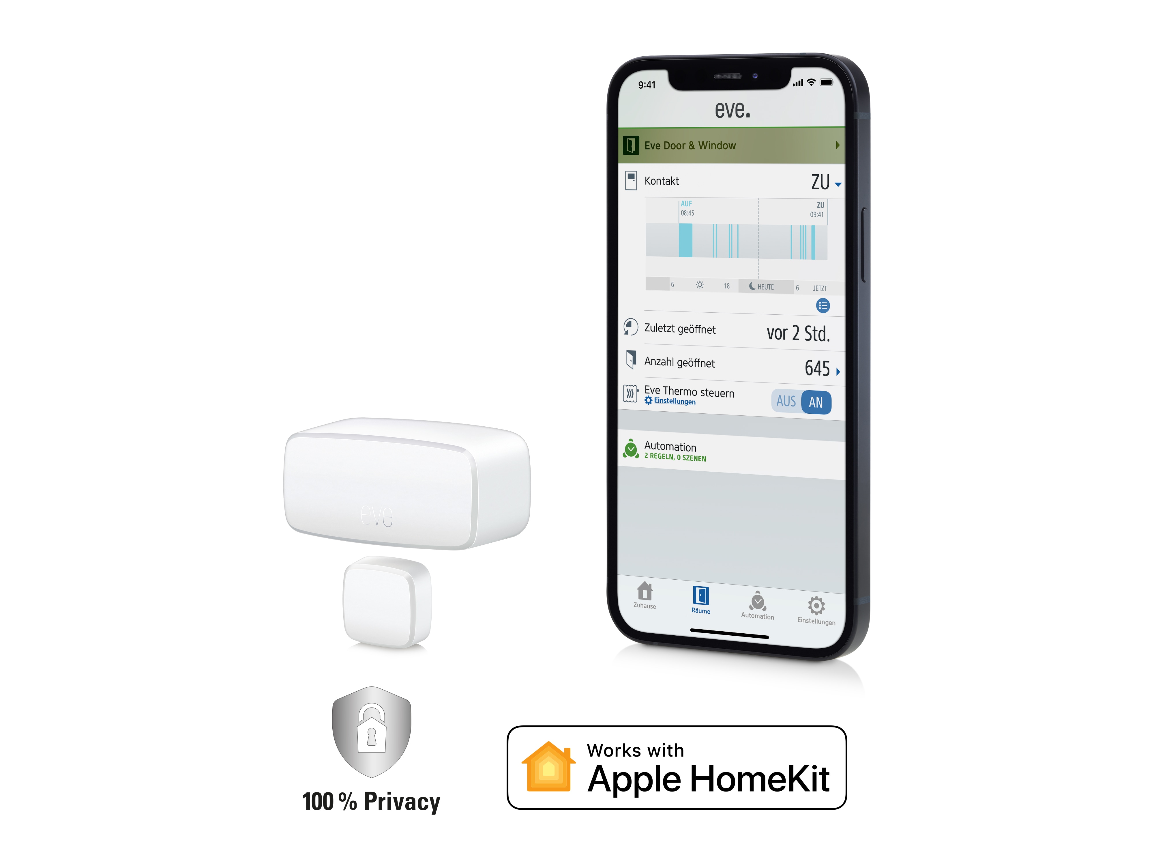 Eve Door &amp; Window 2er Set Smarter Kontaktsensor mit Apple HomeKit-Technologie