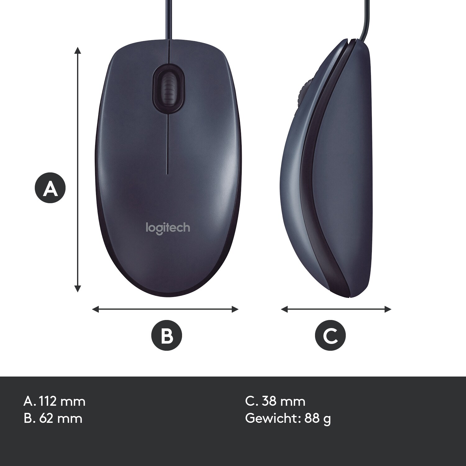 Logitech B100 Kabelgebundene Optische Maus Schwarz Bulk