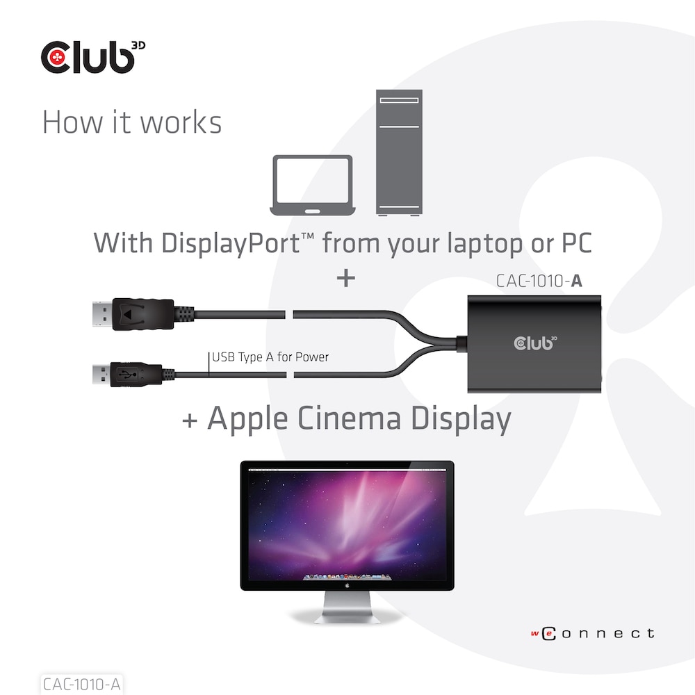 Club 3D DisplayPort Adapter zu DVI-D Dual Link HDCP off aktiv St./B. schwarz