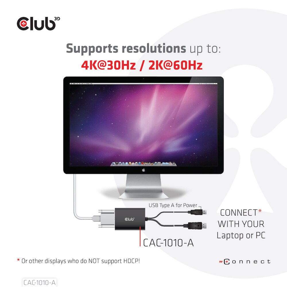 Club 3D DisplayPort Adapter zu DVI-D Dual Link HDCP off aktiv St./B. schwarz