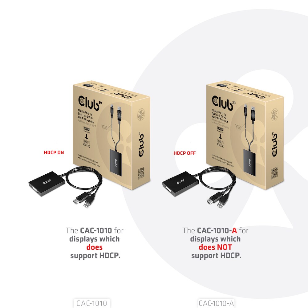 Club 3D DisplayPort Adapter zu DVI-D Dual Link HDCP off aktiv St./B. schwarz