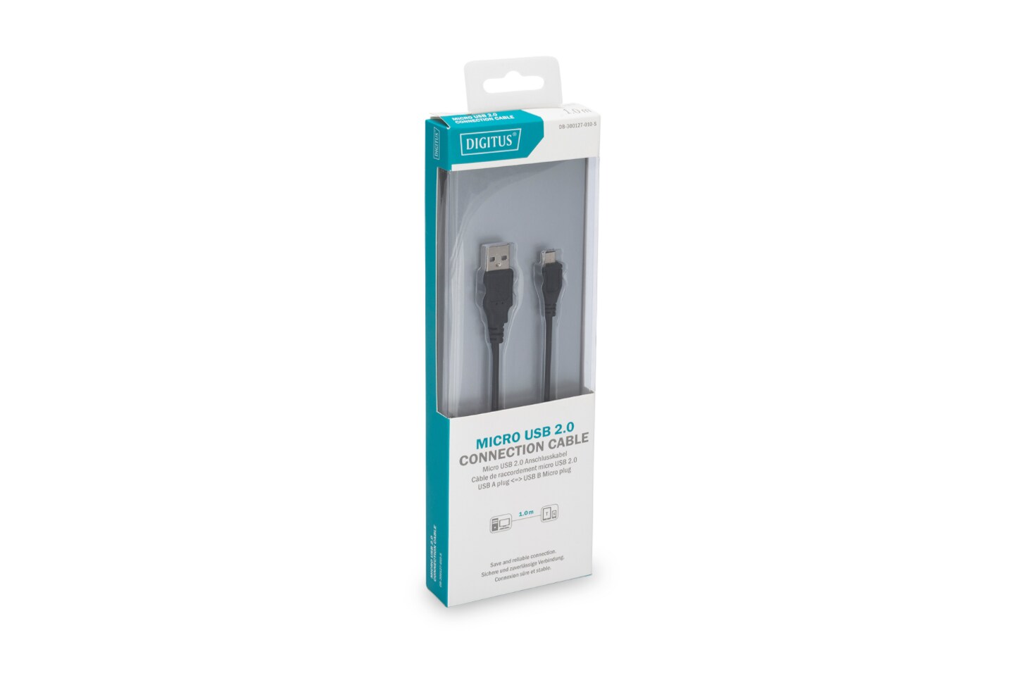 DIGITUS Micro USB 2.0 Anschlusskabel 1,0m Typ A - micro B St/St, schwarz