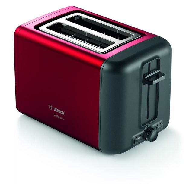 Bosch TAT3P424DE Kompakt Toaster, DesignLine, Edelstahl rot