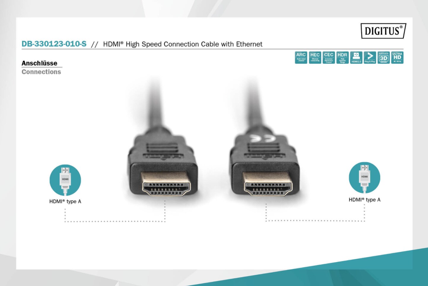 DIGITUS HDMI High Speed mit Ethernet Anschlusskabel 1,0m