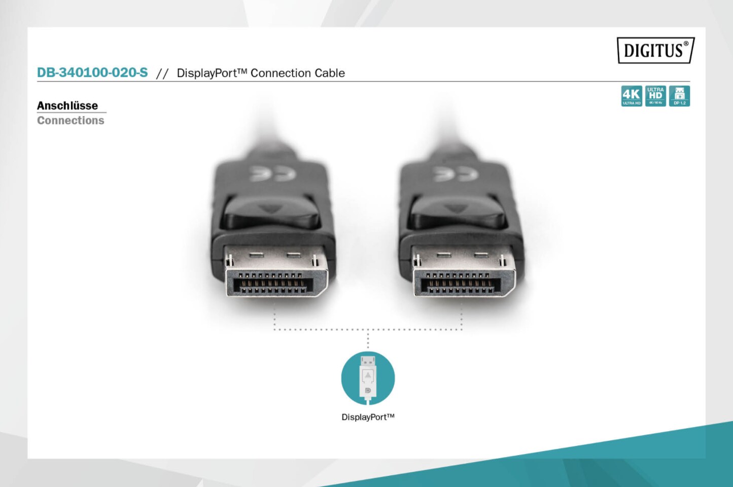 DIGITUS DisplayPort Anschlusskabel 2m UHD 4K St./St. schwarz