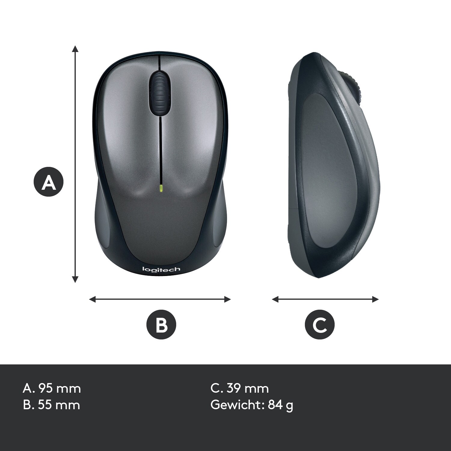 Logitech M235 Kabellose Maus Dunkelgrau