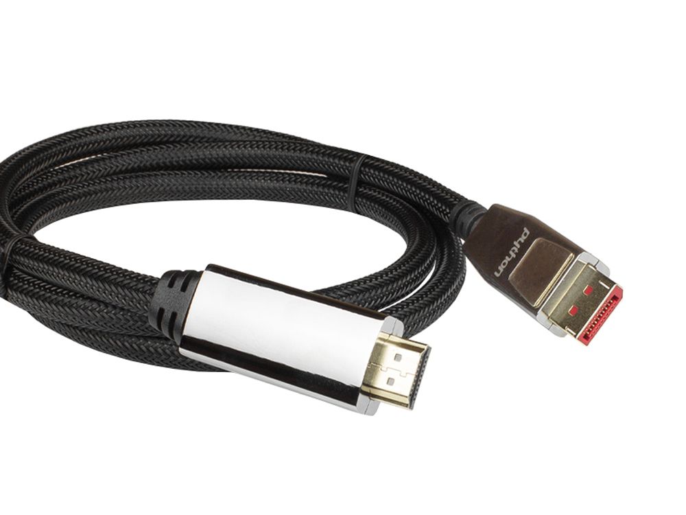 PYTHON DisplayPort 1.4/HDMI Kabel 1m 4K UHD@60Hz vergoldet OFC St./St. schwarz