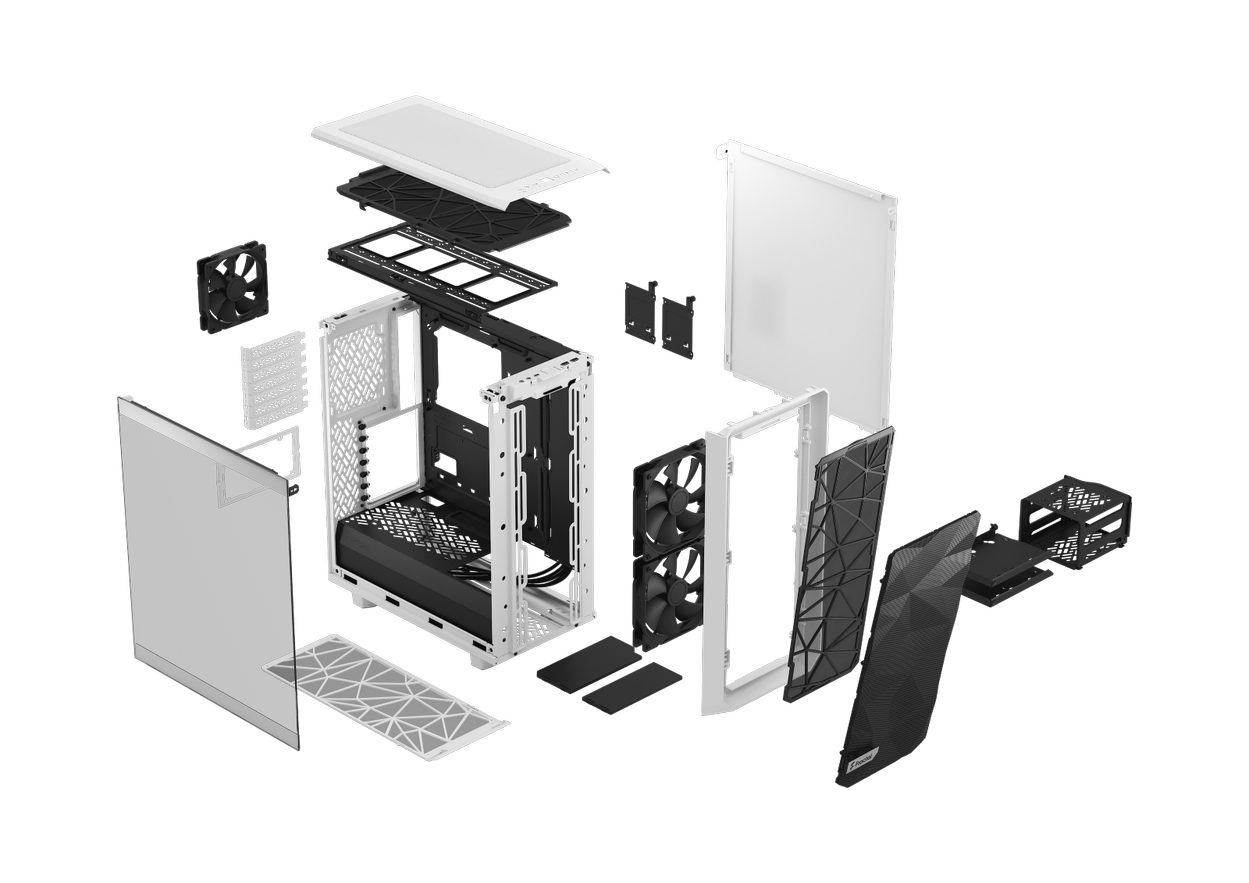 Fractal Design Meshify 2 Compact White TG Clear Tint Midi Tower Gaming Gehäuse