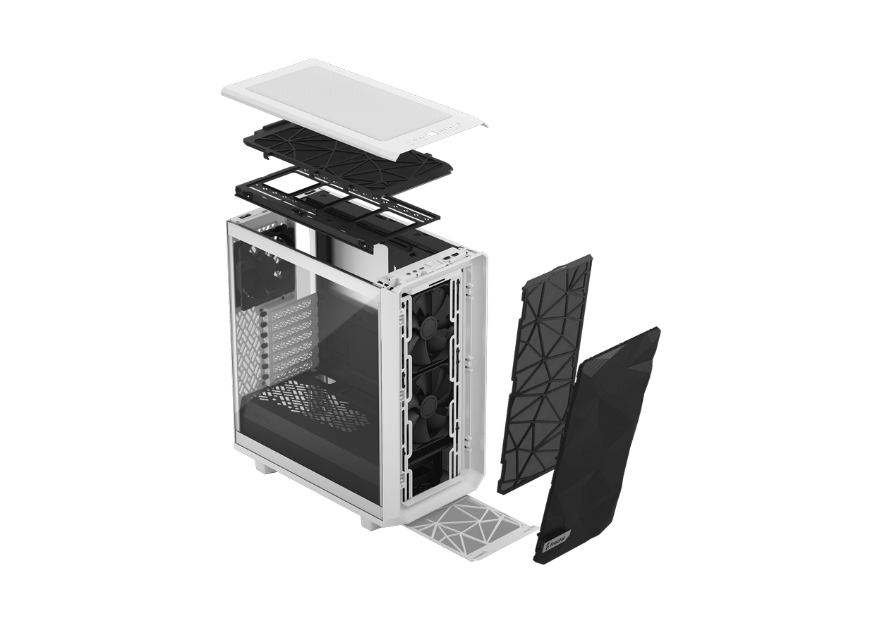 Fractal Design Meshify 2 Compact White TG Clear Tint Midi Tower Gaming Gehäuse