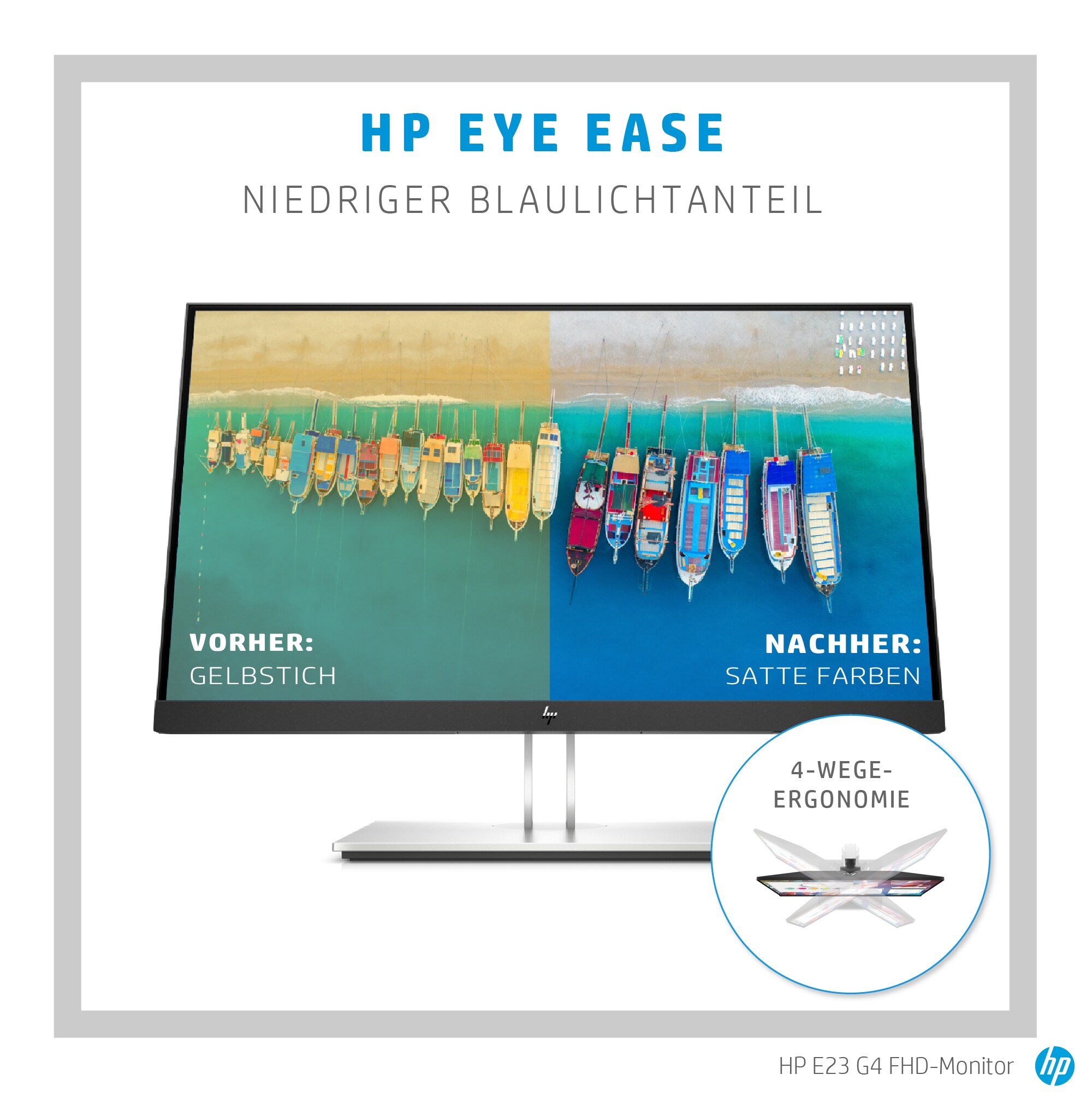 HP E23 G4 58,4cm (23") Full HD IPS Office-Monitor 16:9 VGA/HDMI/DP Pivot HV