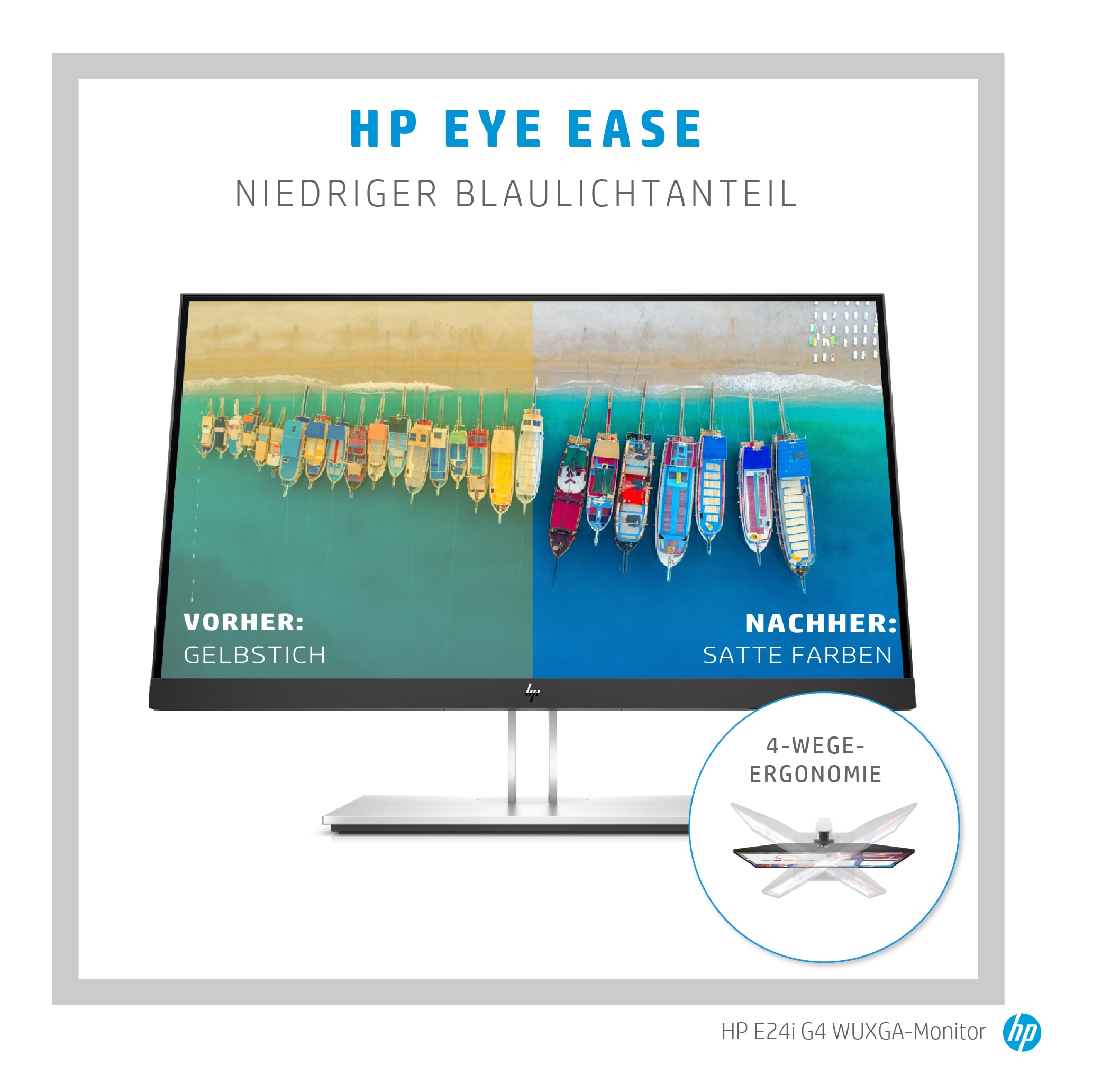 HP E24i G4 61cm (24") WUXGA IPS Office-Monitor 16:10 VGA/HDMI/DP Pivot HV