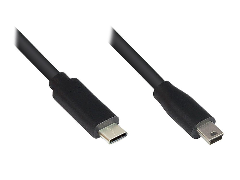 Good Connections Anschlusskabel 0,15m USB 2.0 USB-C zu USB 2.0 Mini-B schwarz