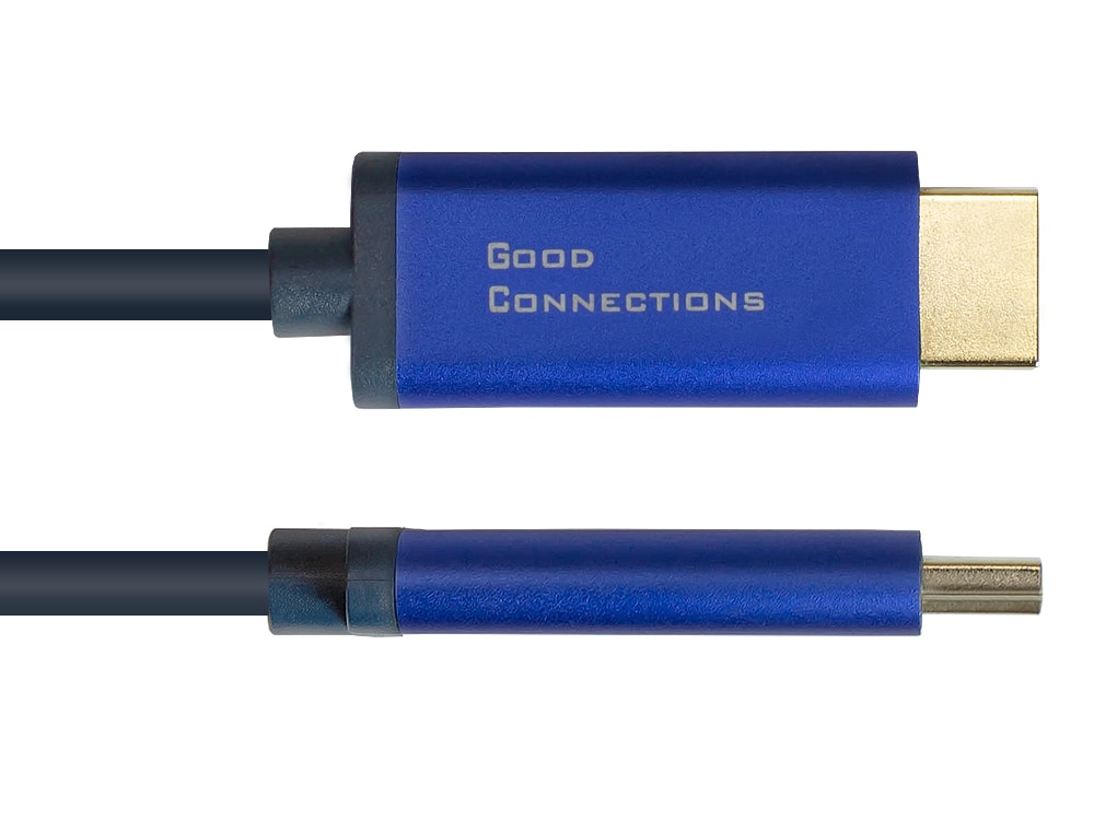 Good Connections MiniDP/HDMI 1.4 Anschlusskabel 4K UHD @60Hz Alu blau 1m