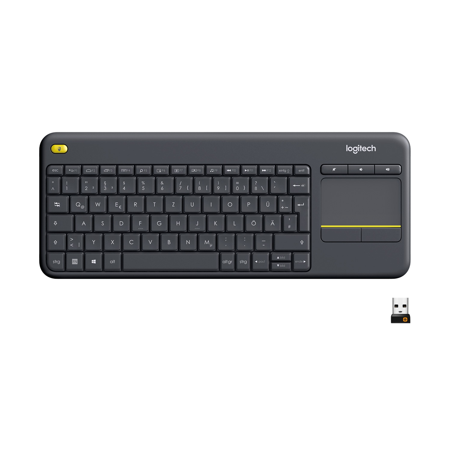 Logitech K400 Plus Kabellose Tastatur Schwarz