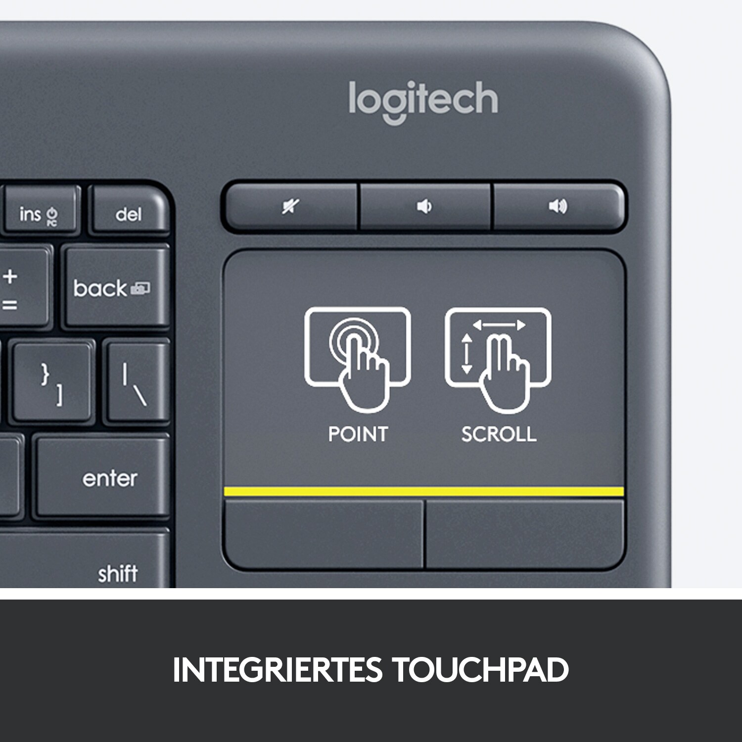 Logitech K400 Plus Kabellose Tastatur Schwarz