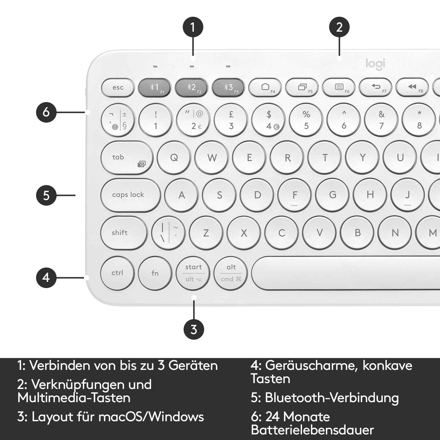 Logitech K380 Kabellose Tastatur Weiß