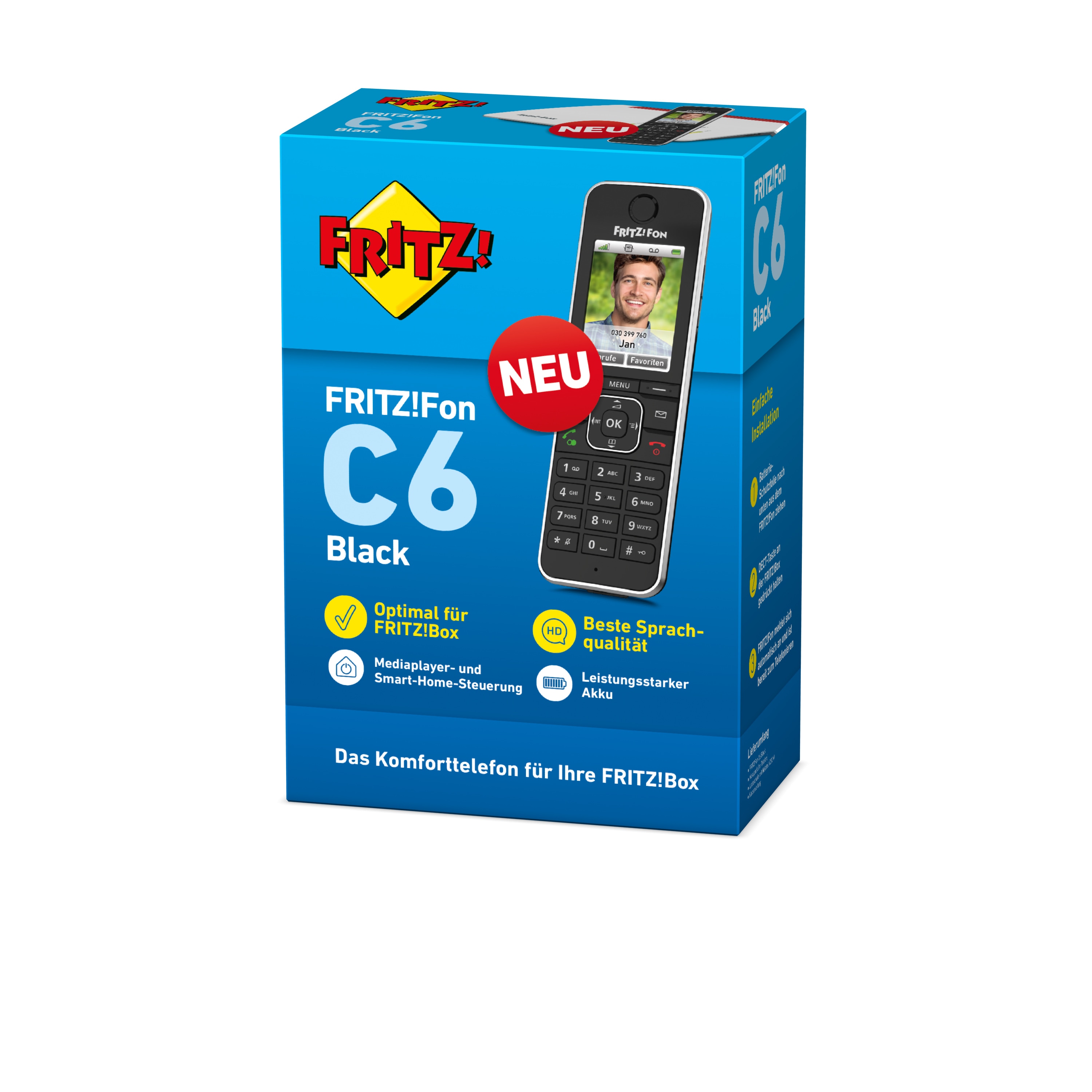 AVM Fritz!Fon C6 Black DECT-Komforttelefon (hochwertiges Farbdisplay,  HD-Telefonie) schwarz & Fritz!Fon C6 DECT-Komforttelefon (hochwertiges