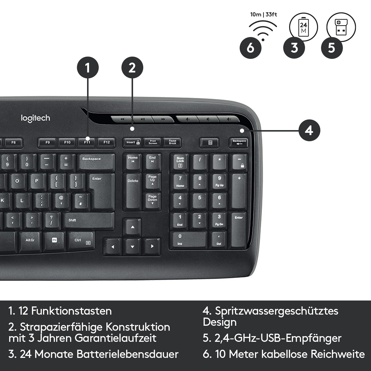 Logitech MK330 Kabellose Maus-Tastaturkombination