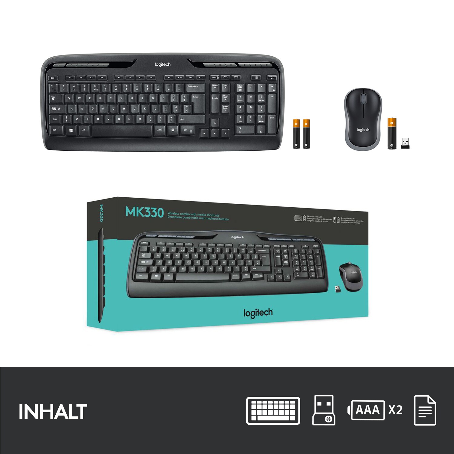 Logitech MK330 Kabellose Maus-Tastaturkombination