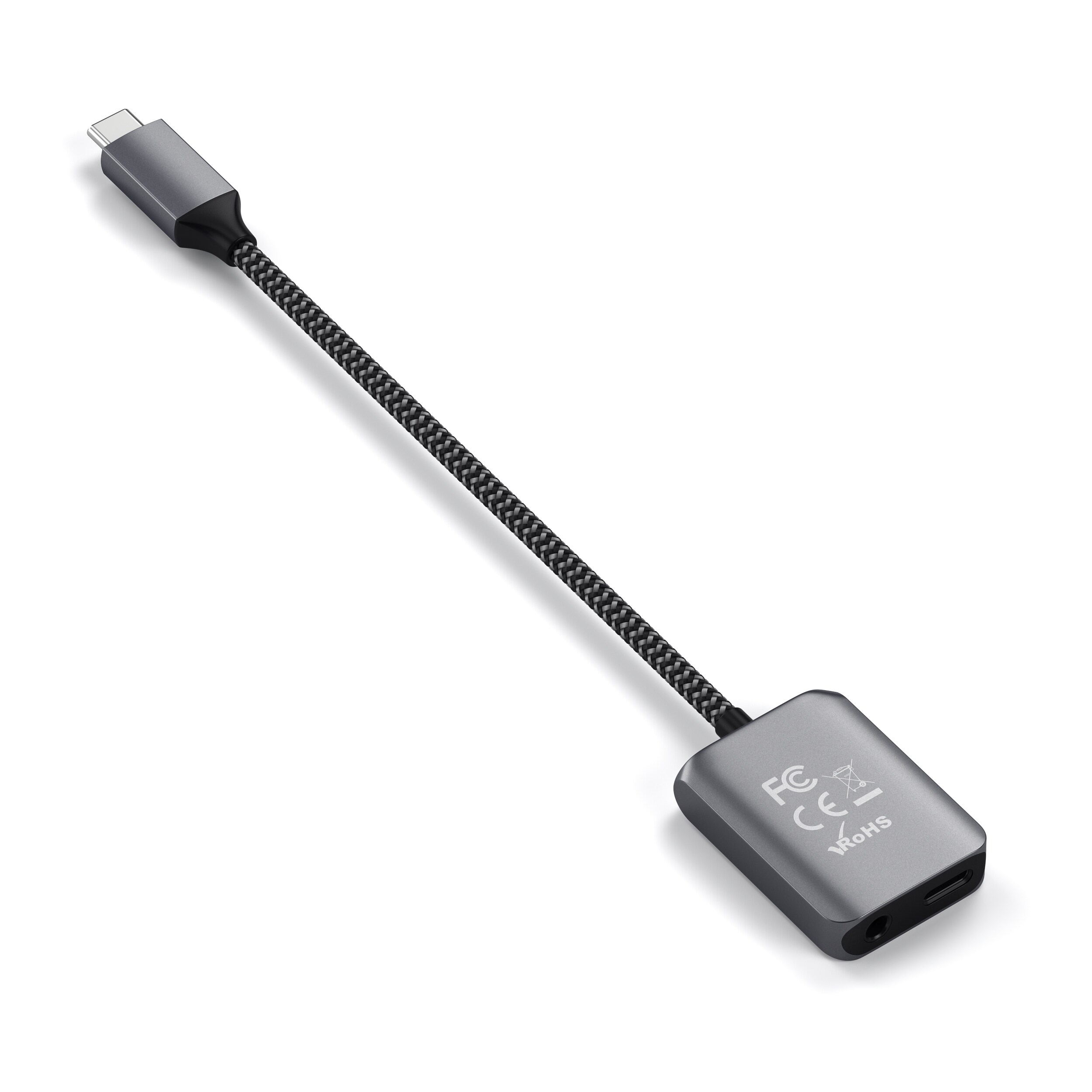 Satechi USB-C auf 3.5mm Audio &amp; PD Adapter Space Gray