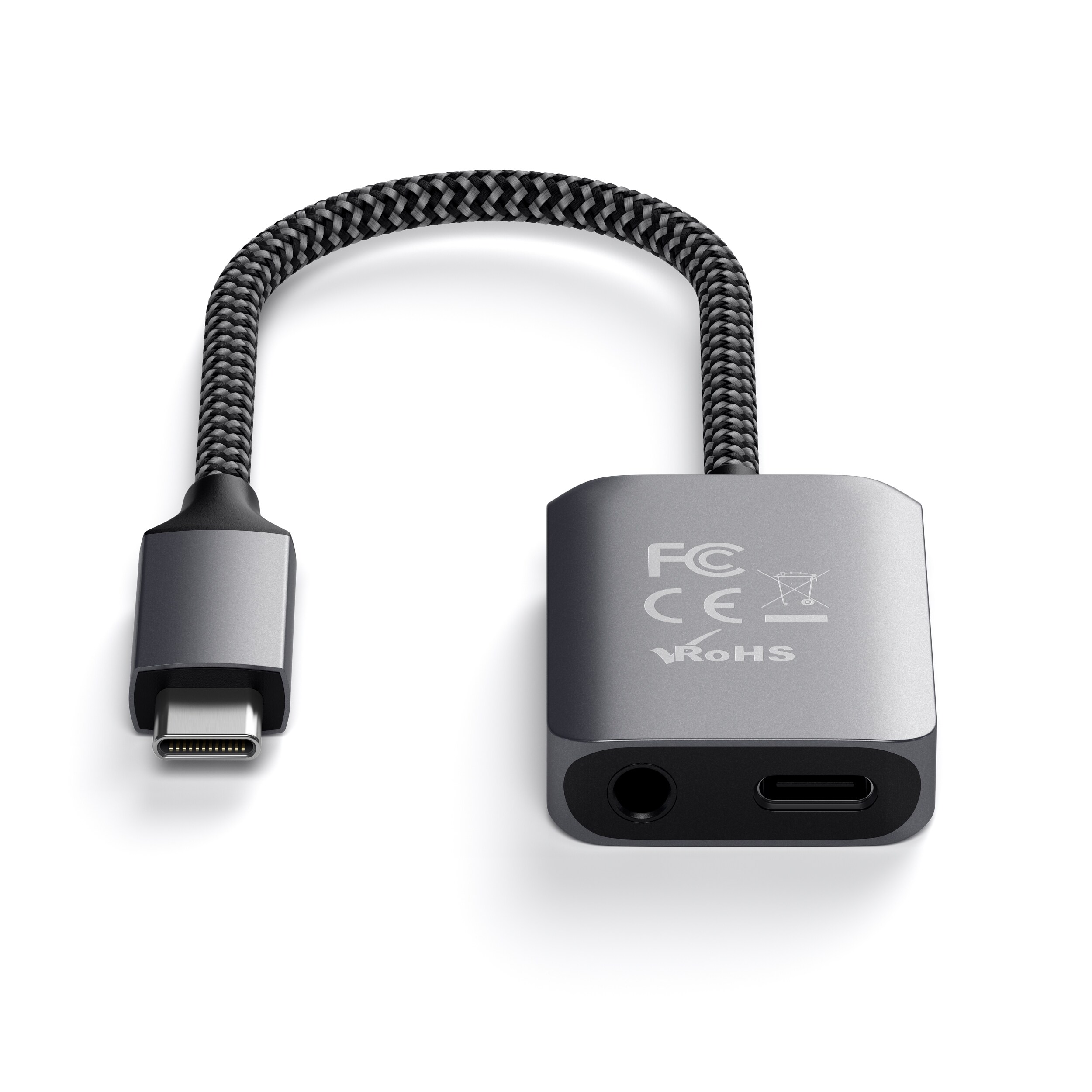 Satechi USB-C auf 3.5mm Audio &amp; PD Adapter Space Gray