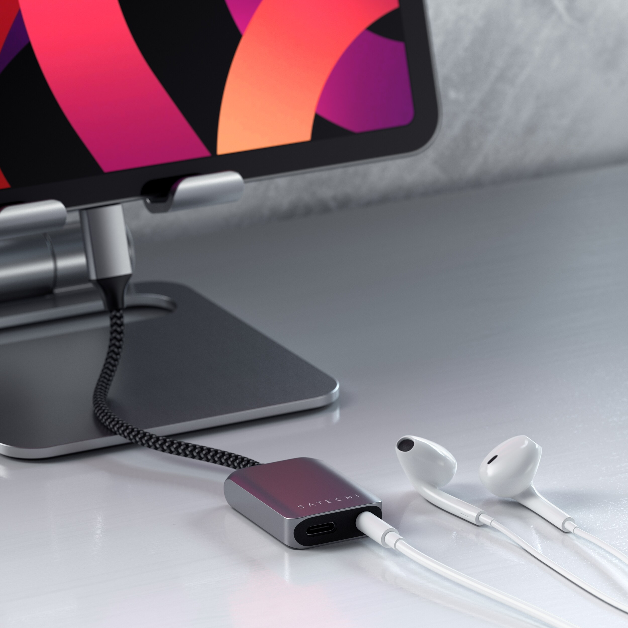 Satechi USB-C auf 3.5mm Audio &amp; PD Adapter Space Gray