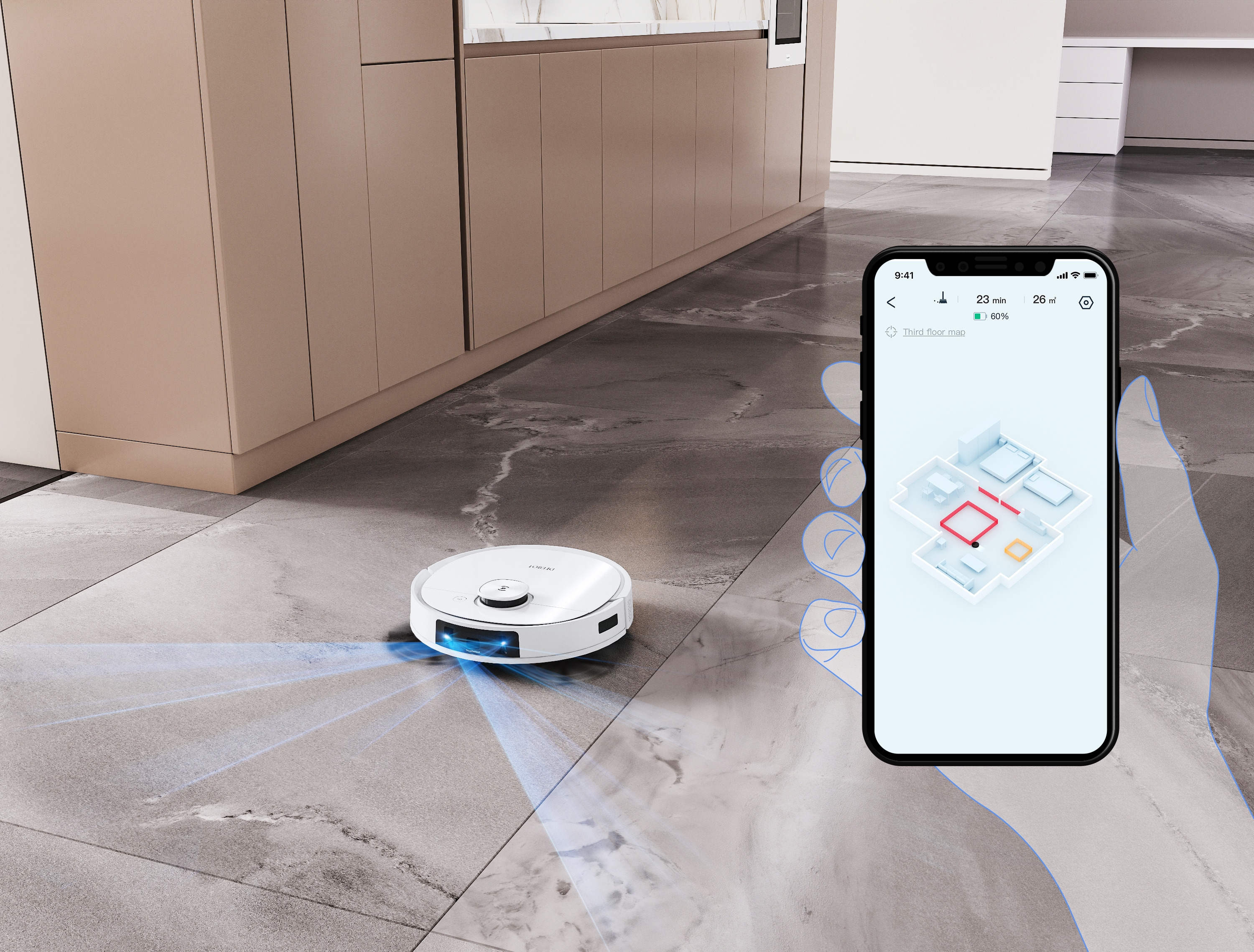 ECOVACS DEEBOT T9 Saugroboter Laser, Kamera für Hindernisserkennung Ozmo Pro