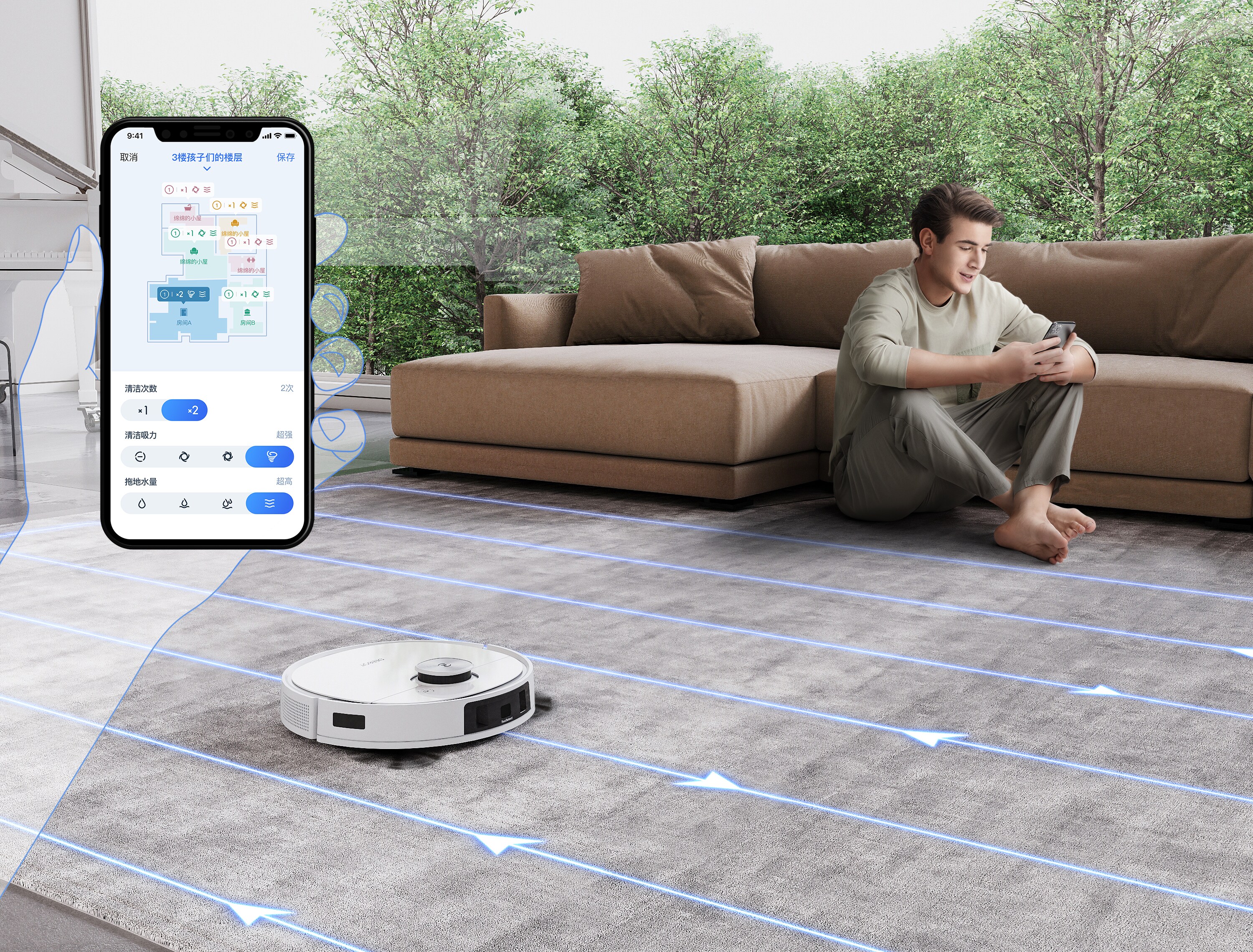 ECOVACS DEEBOT T9 Saugroboter Laser, Kamera für Hindernisserkennung Ozmo Pro