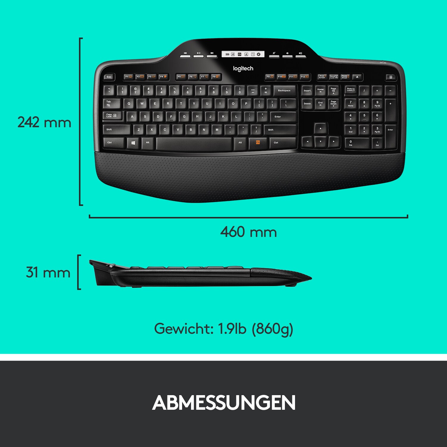 Logitech MK710 Kabellose Maus-Tastaturkombination Schwarz