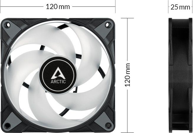 ARCTIC Gehäuselüfter P12 PWM PST RGB 0dB schwarz, 120 mm, 4-pin