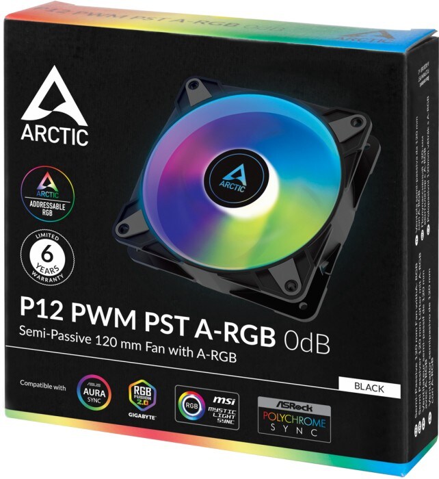 ARCTIC Gehäuselüfter P12 PWM PST A-RGB 0dB schwarz, 120 mm, 4-pin