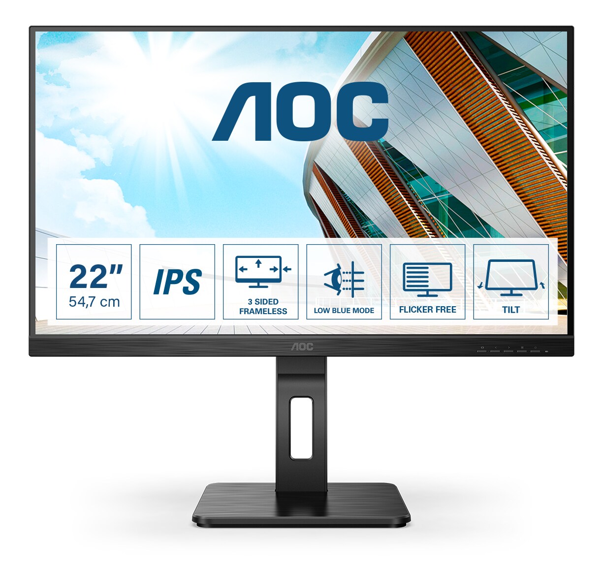 AOC 22P2Q 54,7cm (21,5") Full HD 16:9 Office Monitor VGA/DVI/HDMI/DP Pivot HV