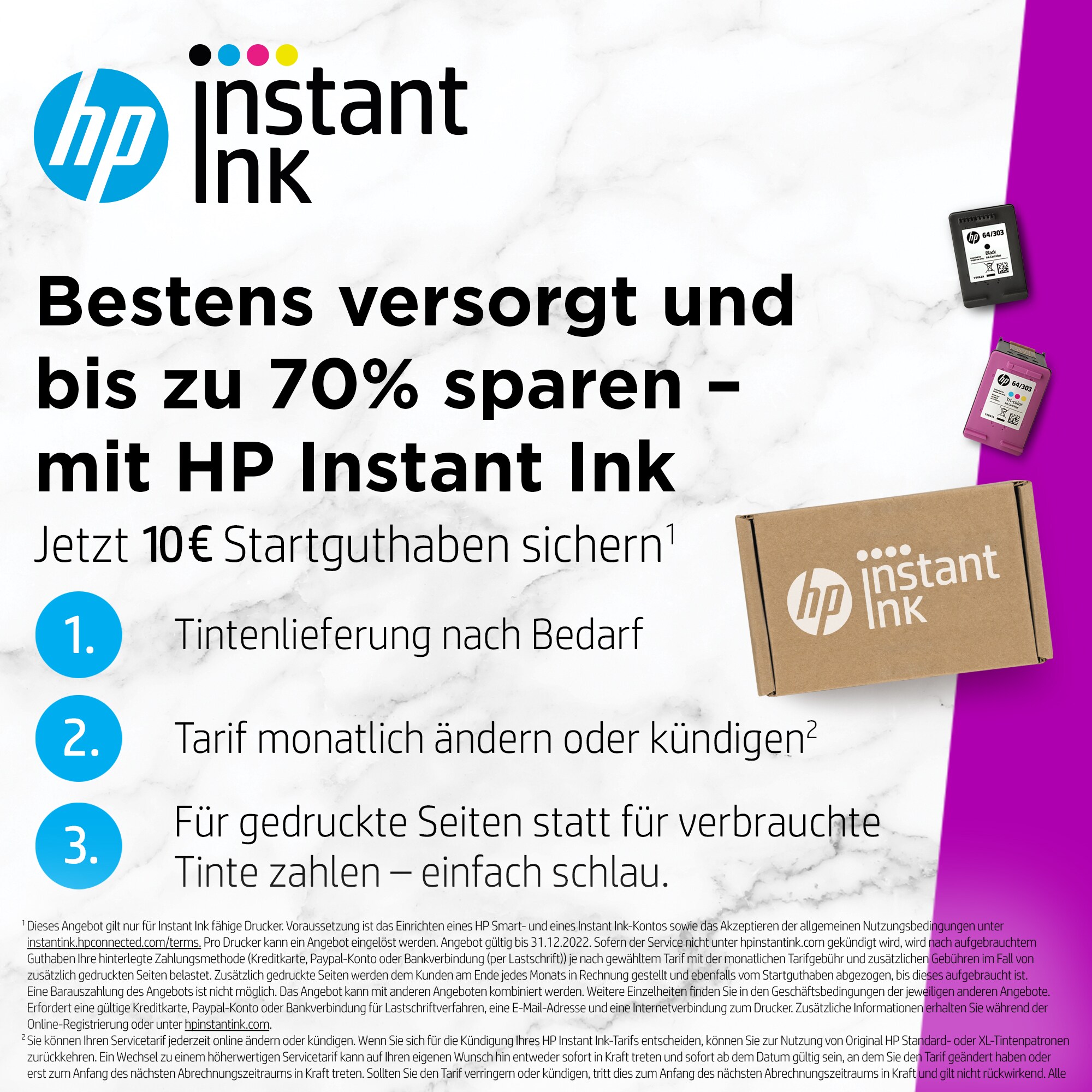 (Schwarz Druckerpatrone ++ Farbe) Ink Cyberport HP Multipack Instant & 3YM92AE 303 / Original