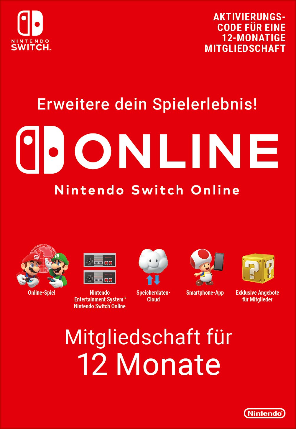 Nintendo Switch Mitgliedschaft 12 Monate 19,99 EUR DE