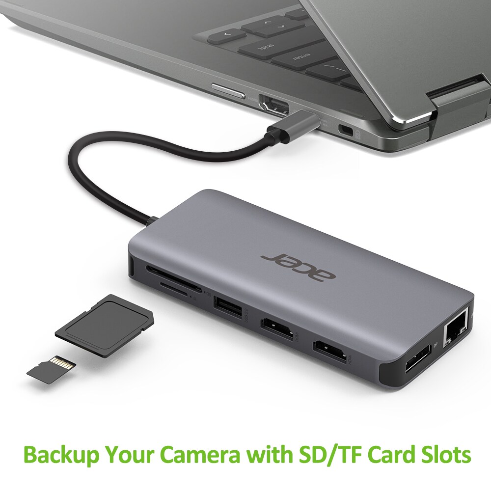 Acer 12-in-1 Mini Dock (USB Type-C zu 2x USB 3.2, 2x HDMI, 1x VGA, 1x DP)