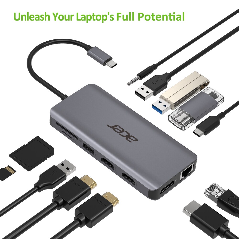 Acer 12-in-1 Mini Dock (USB Type-C zu 2x USB 3.2, 2x HDMI, 1x VGA, 1x DP)