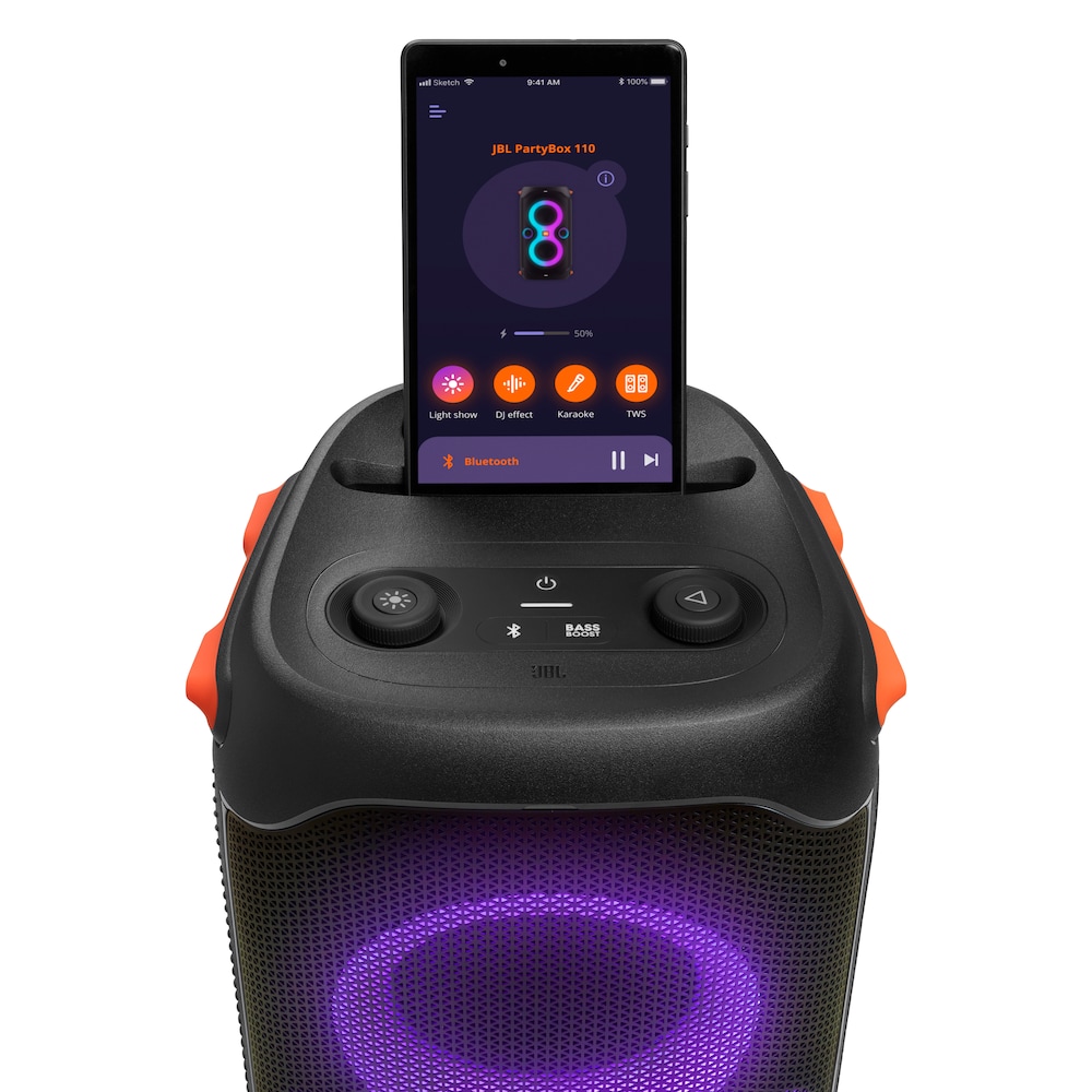 JBL Party Box 110 Bluetooth-Lautsprecher schwarz mit Akku und Lichteffekten