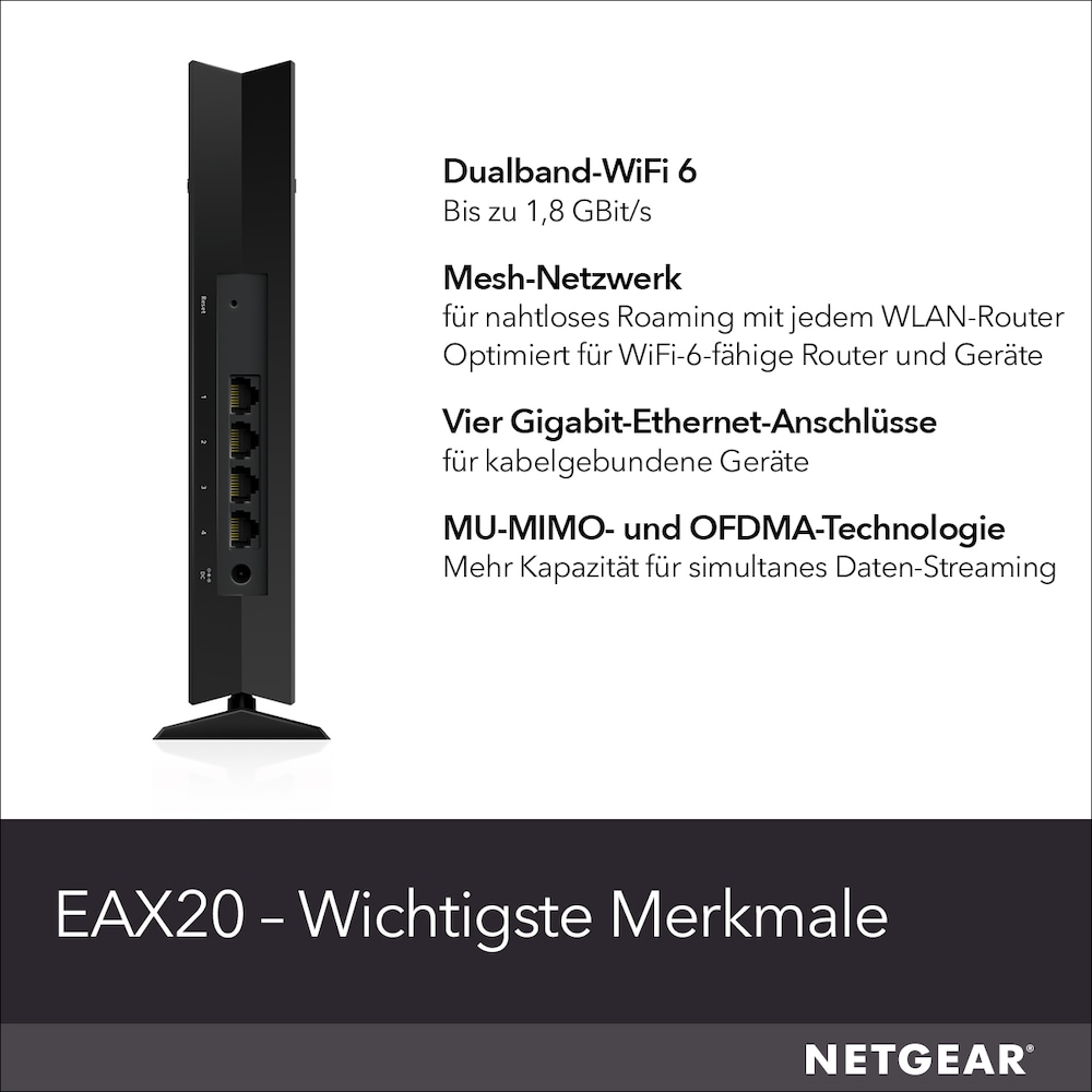 Netgear AX1800 4-Stream-WLAN-Mesh-Extender (EAX20)