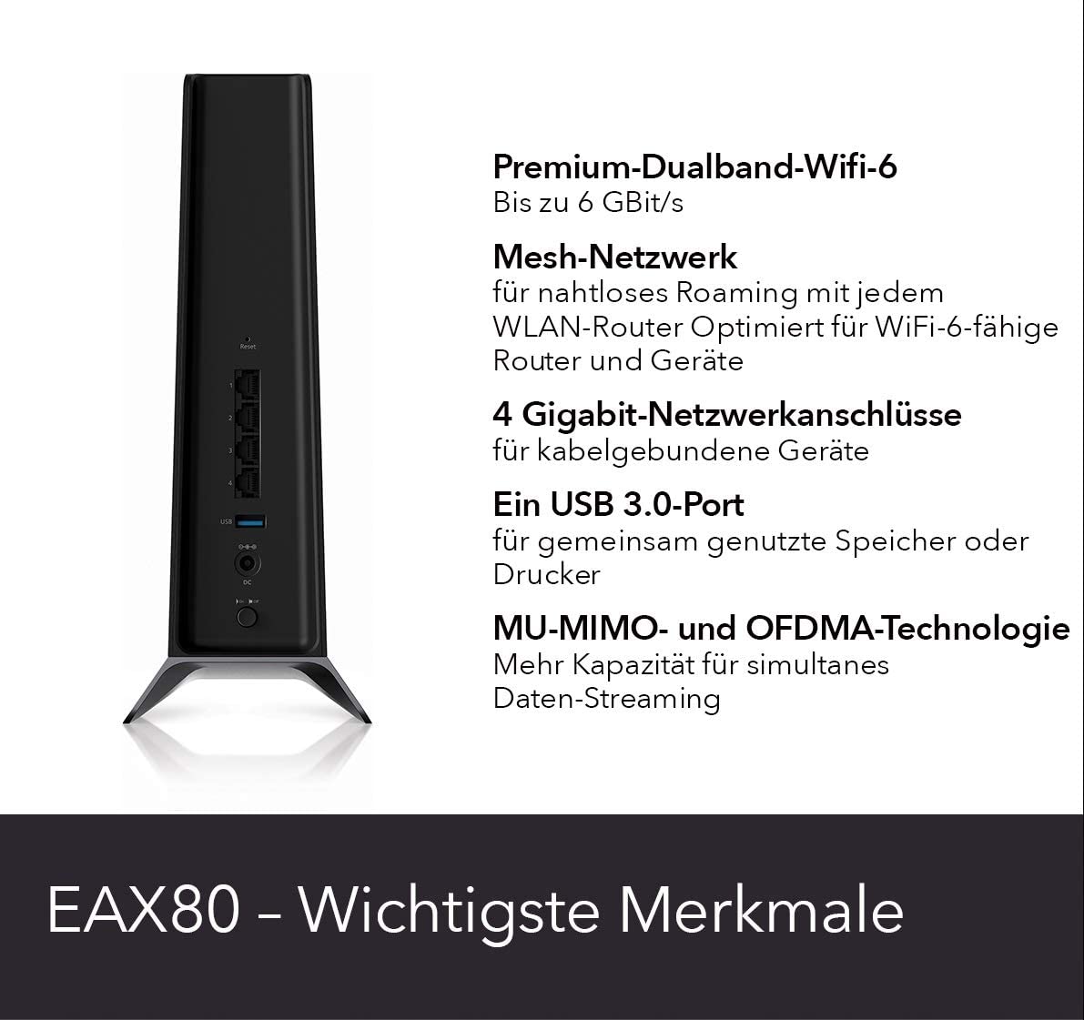 Netgear Nighthawk AX8 AX6000 WLAN 6 Mesh Extender mit 8 Streams (EAX80)