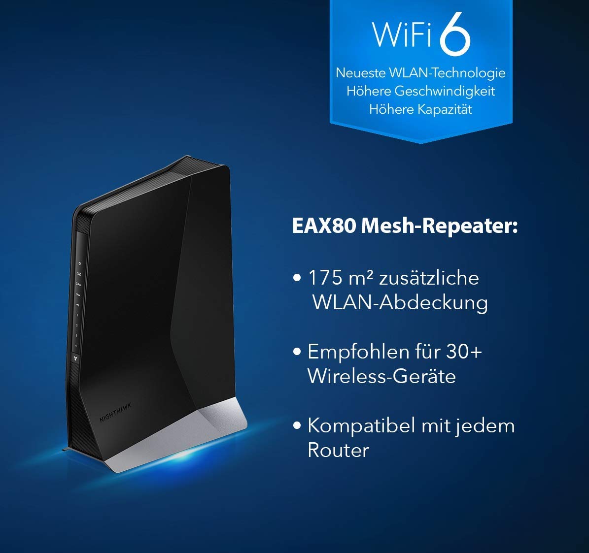 Netgear Nighthawk AX8 AX6000 WLAN 6 Mesh Extender mit 8 Streams (EAX80)