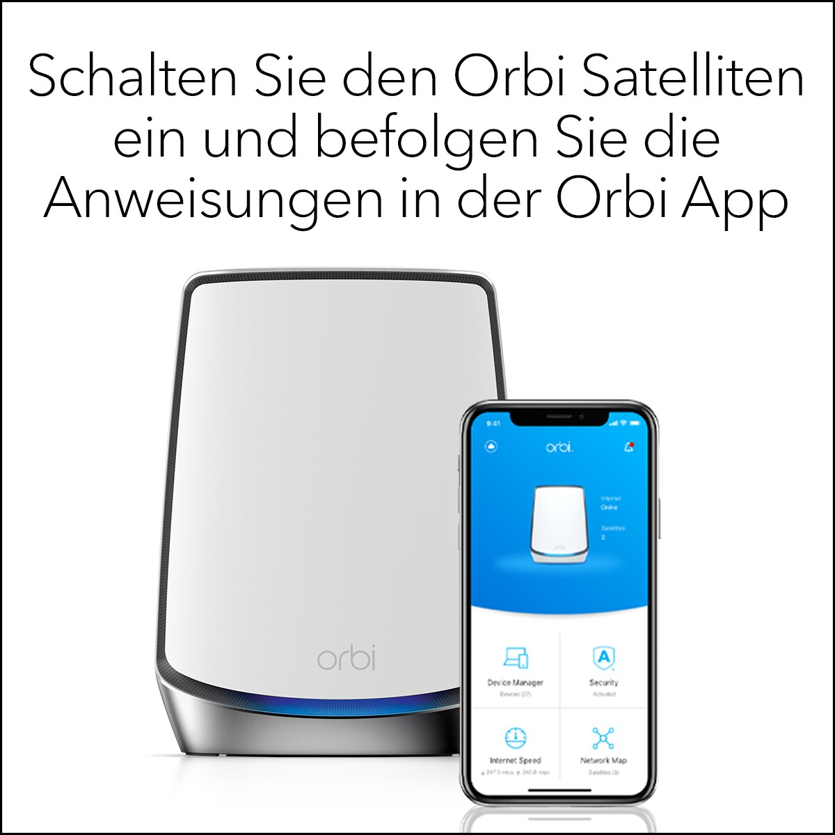 Netgear Orbi AX6000 Tri-Band WLAN 6 Zusatz-Satellit für WiFi 6 Router