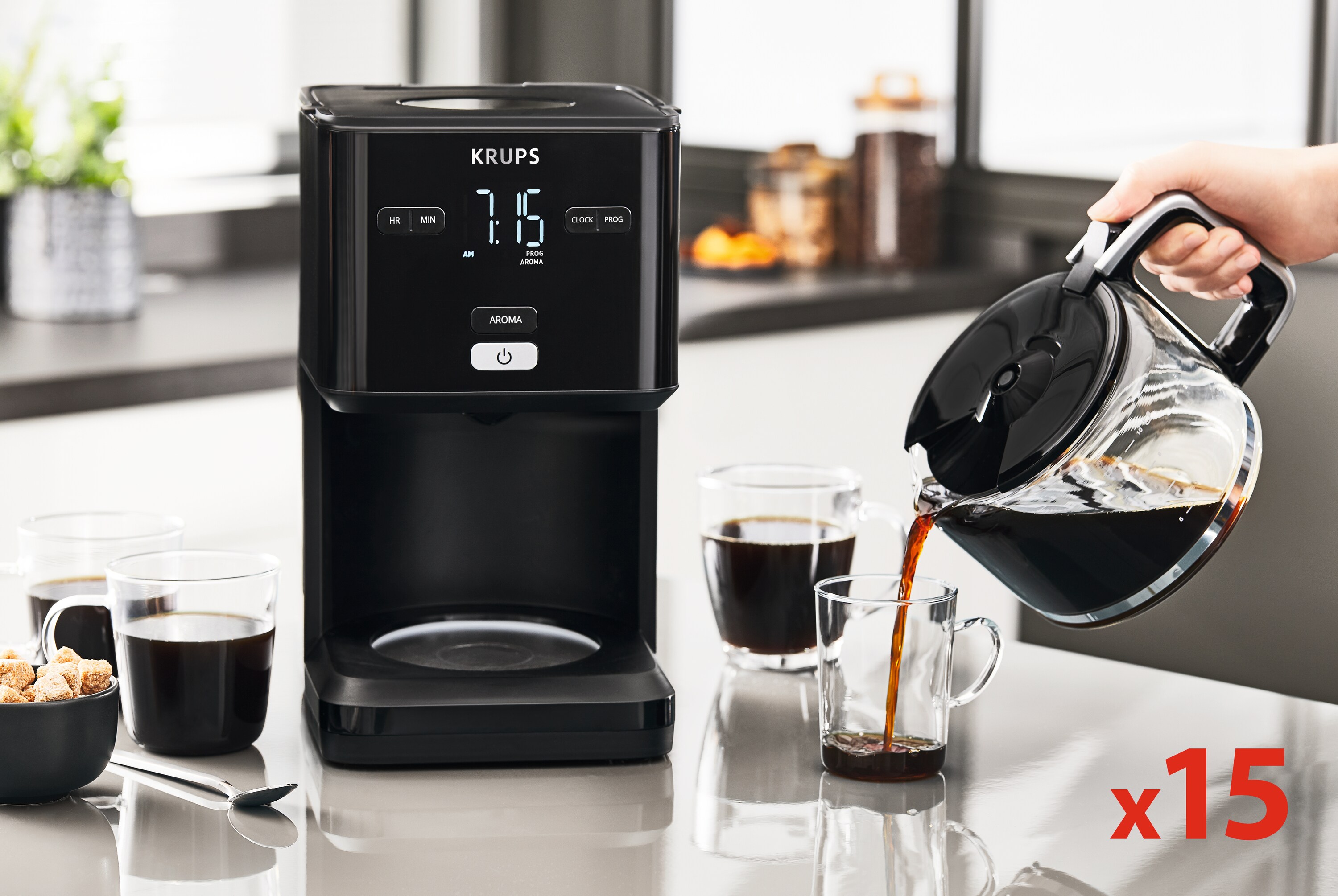 Krups KM6008 Filterkaffeemaschine SMART'N LIGHT Schwarz 24h-Timer