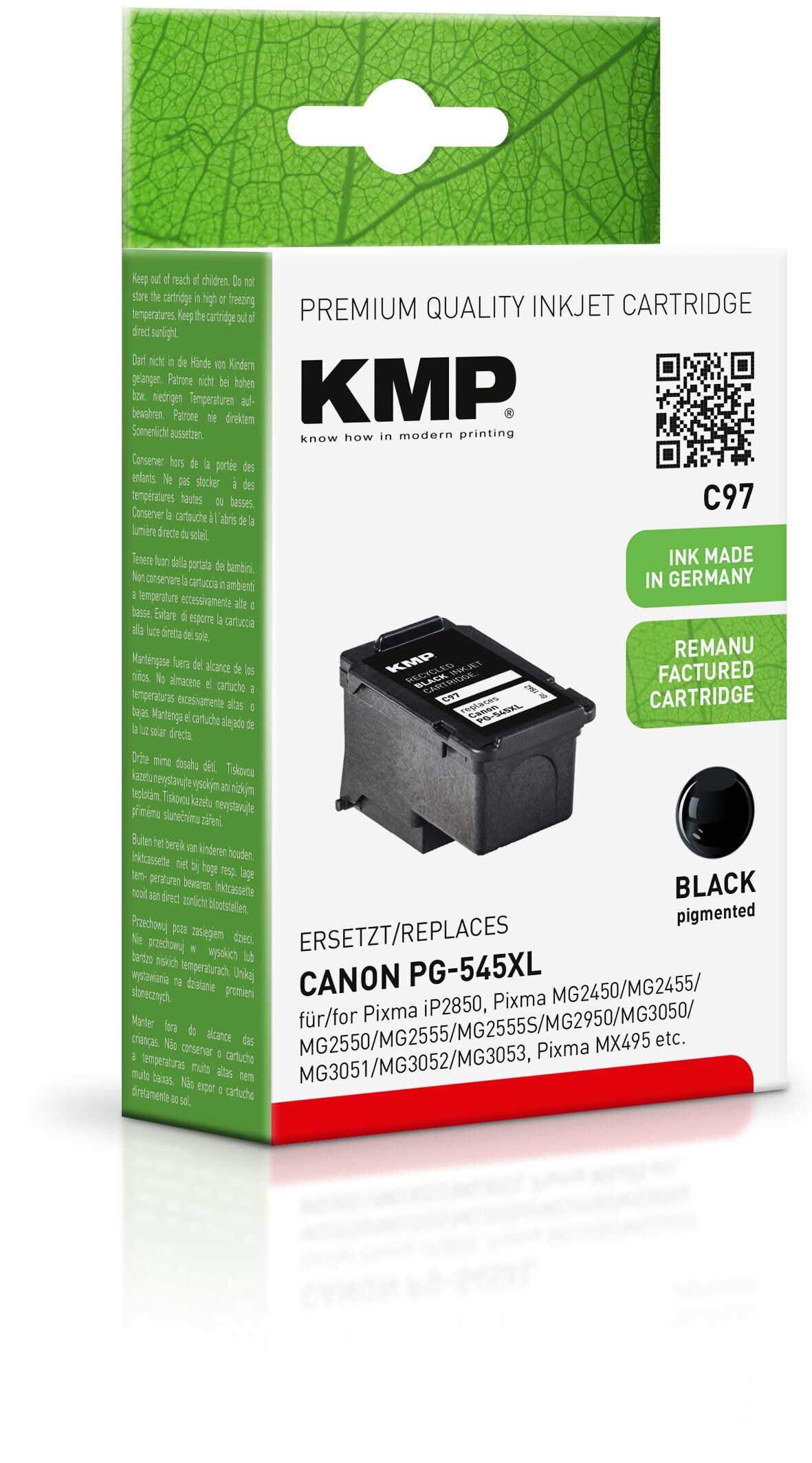 KMP Tintenpatrone Schwarz ersetzt Canon PG-545XL (8286B001)