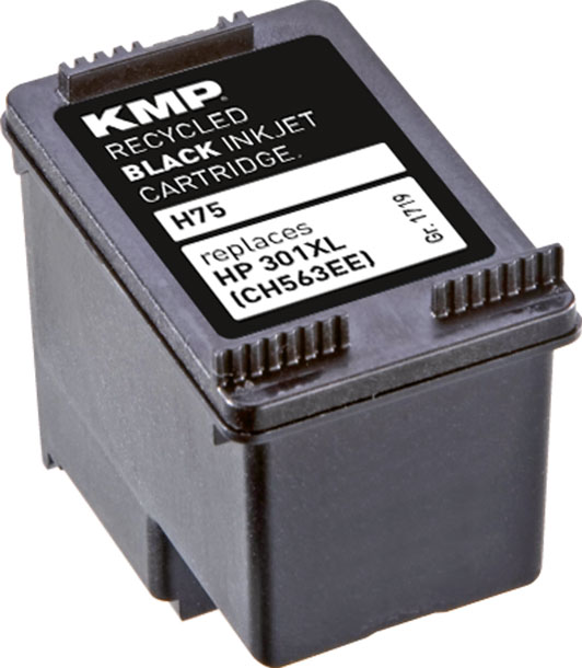 KMP Tintenpatrone Schwarz ersetzt HP 301XL (CH563EE)