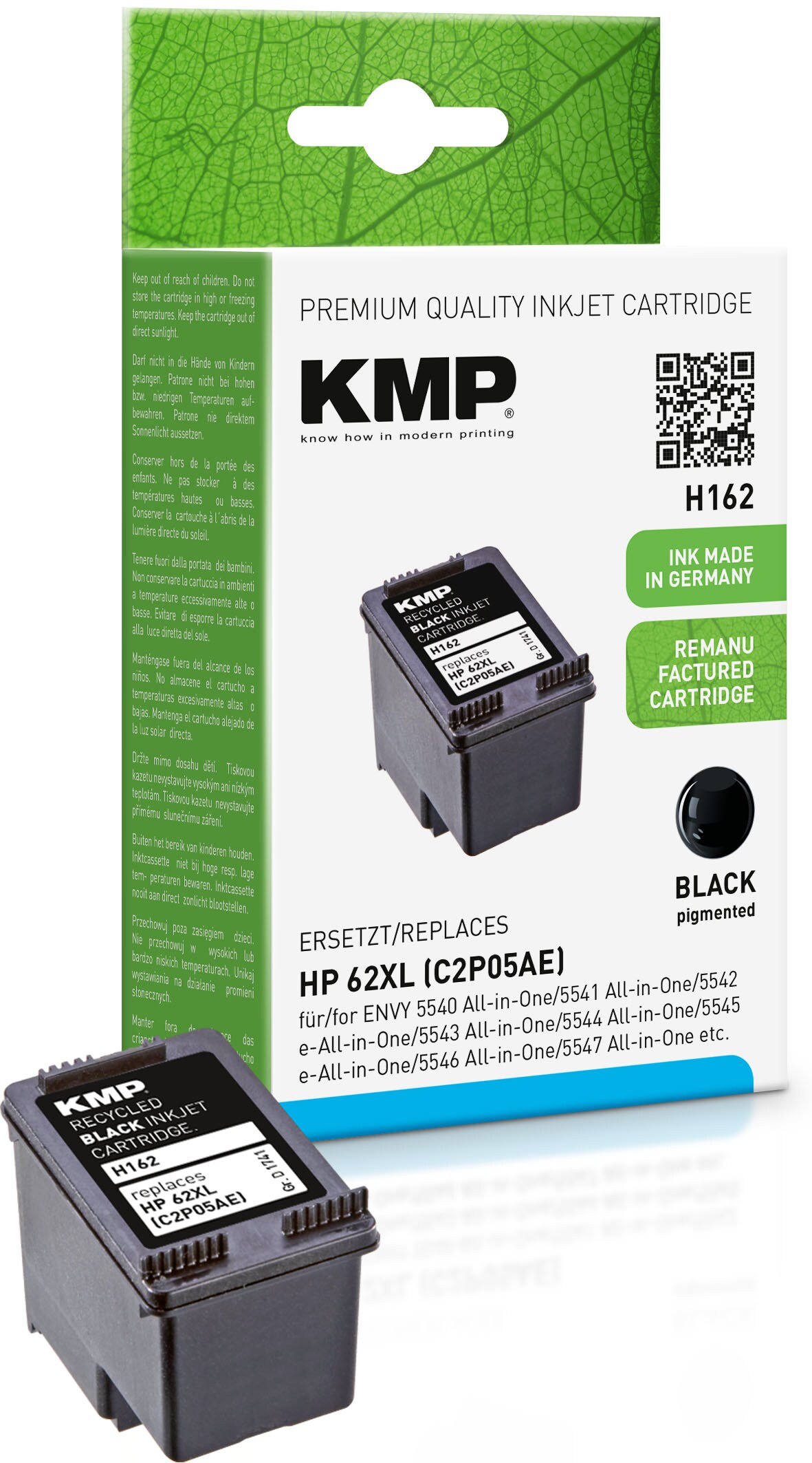 KMP Tintenpatrone Schwarz ersetzt HP 62XL (C2P05AE)