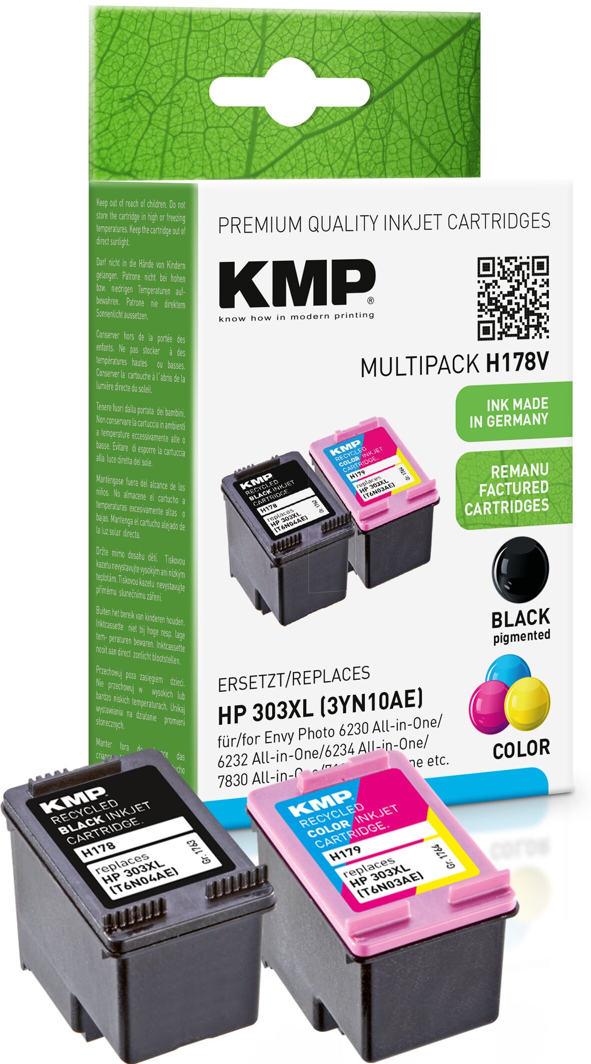 KMP Tintenpatronen Multipack Schwarz + Farbig ersetzt HP 303XL (3YN10AE)