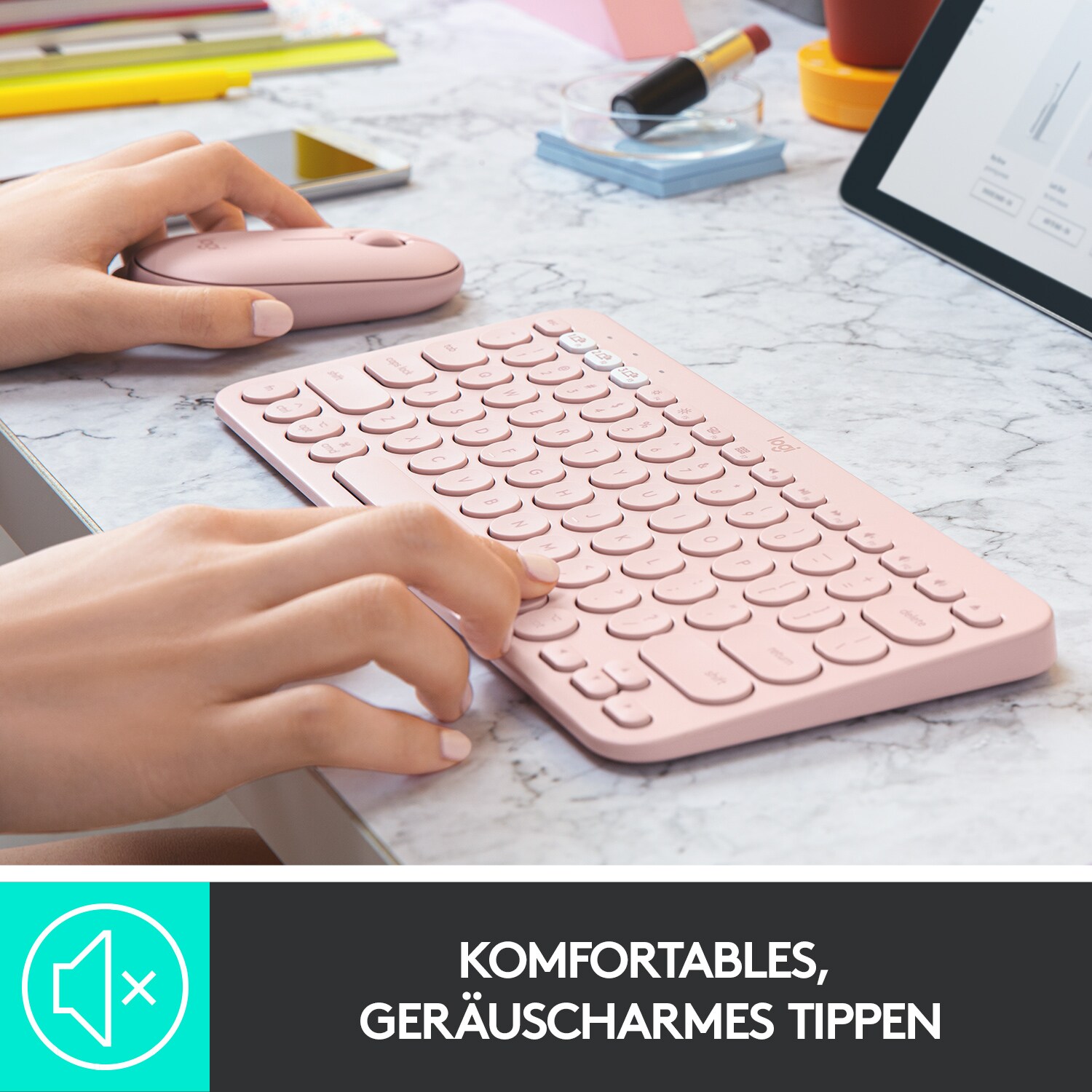 Logitech K380 für Mac Kabellose Tastatur Rose